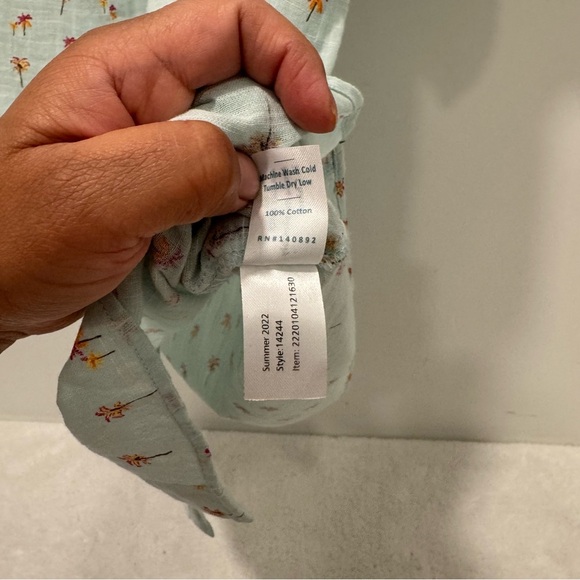 Marine Layer Men's Aqua Palm Print Short Sleeve Button-Up Shirt Size L - Picture 8 of 10